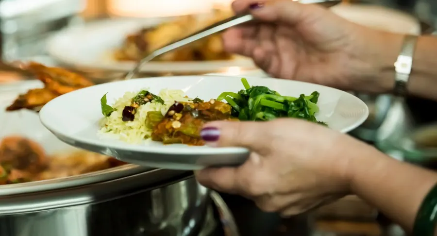 Plating up at the club bistro buffet